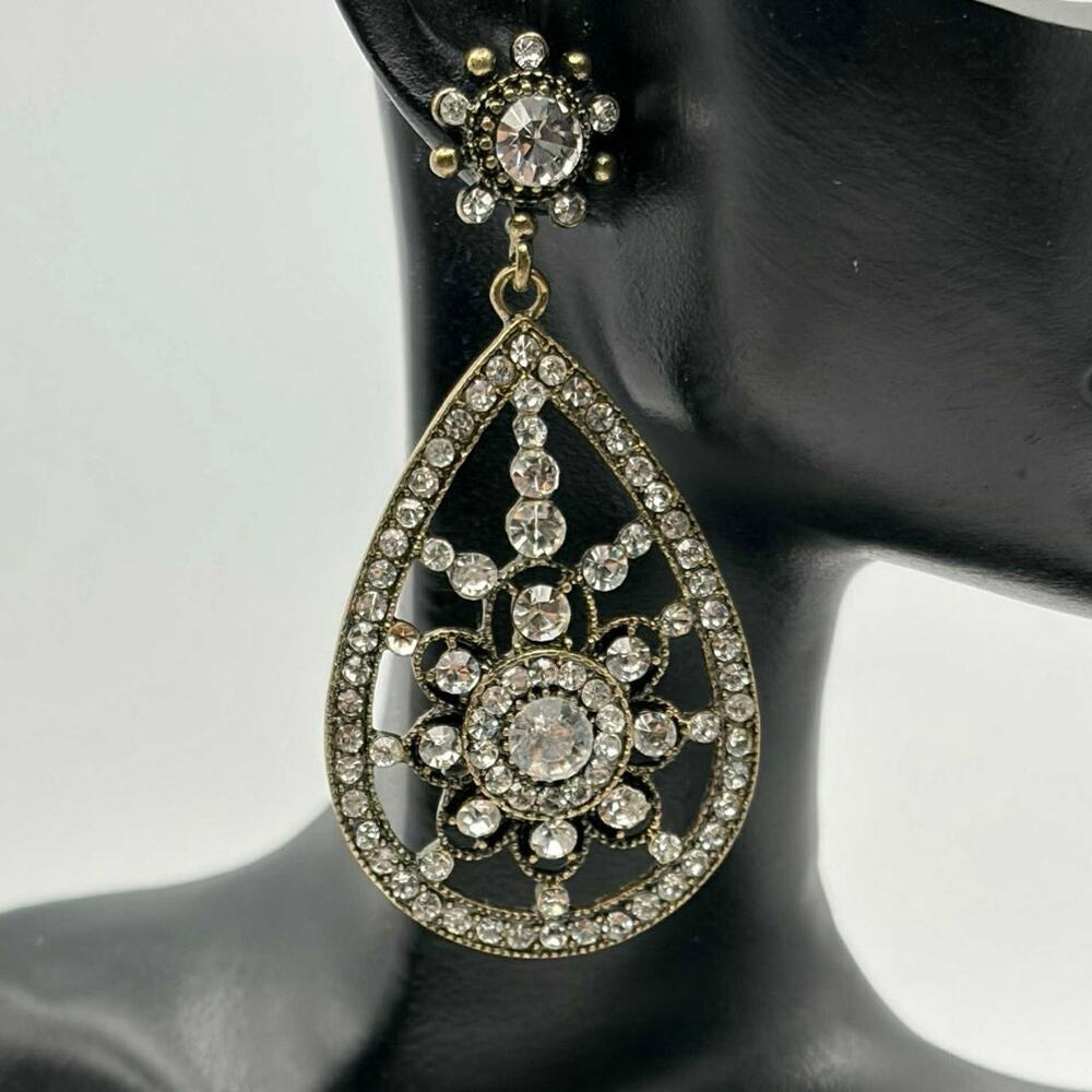Silver Crystal Tear Drop Earrings
